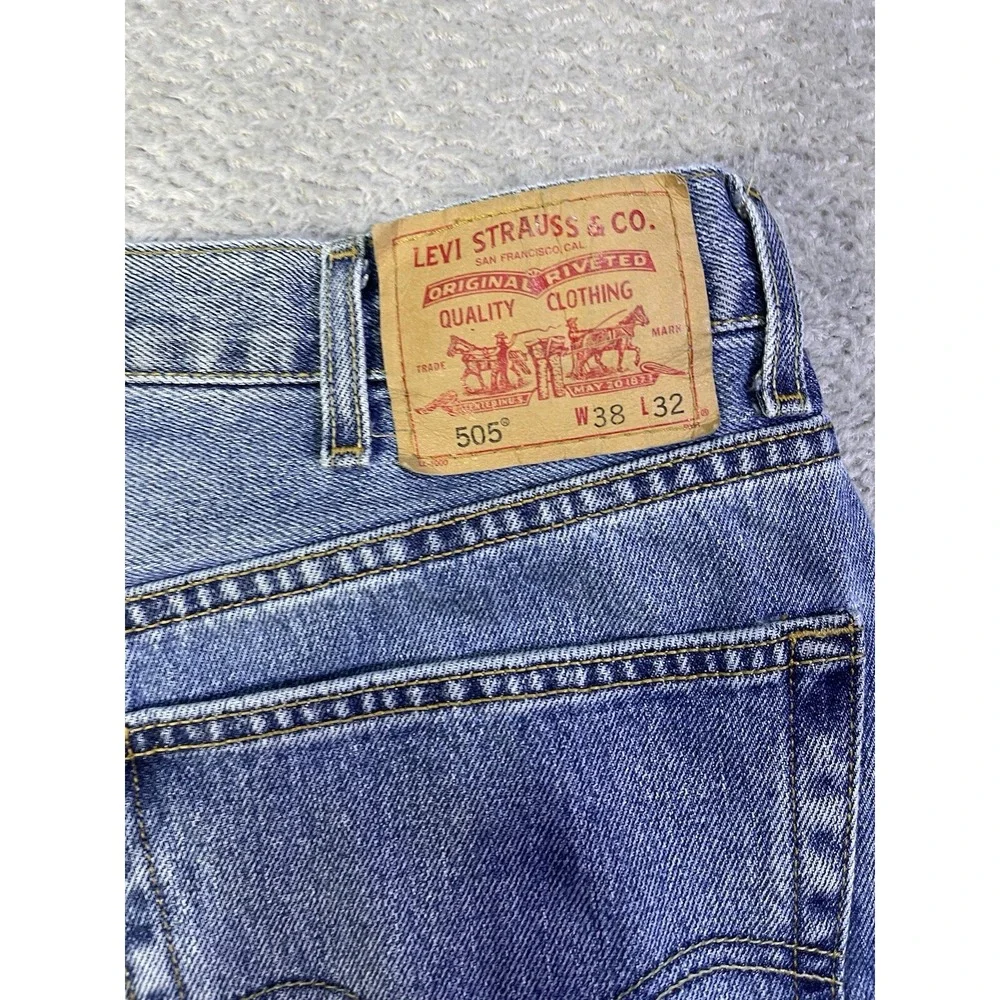 Levi's 505 Jeans Men's 36X32(Tag 38X32) Blue Denim Regular‎ Fit